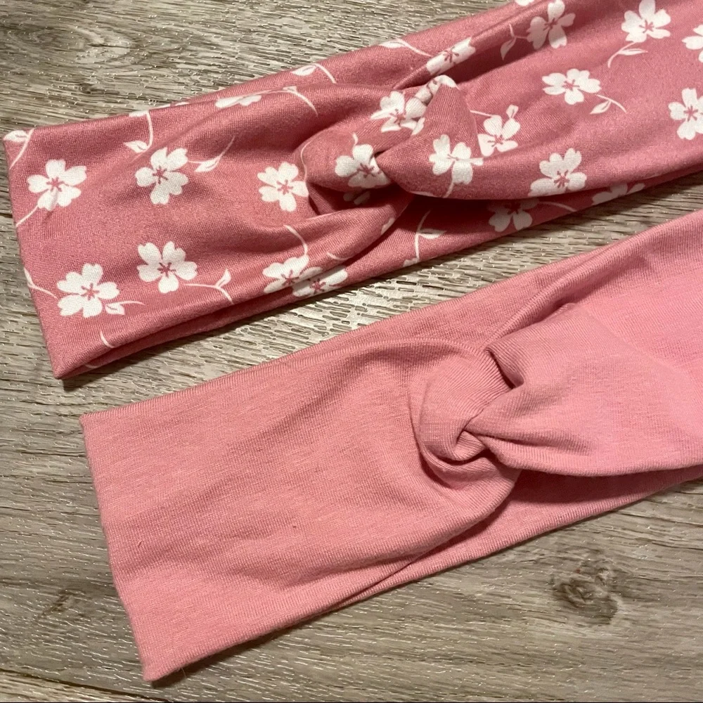 Blush Pink Spring Floral Twisted Wide Headbands NEW